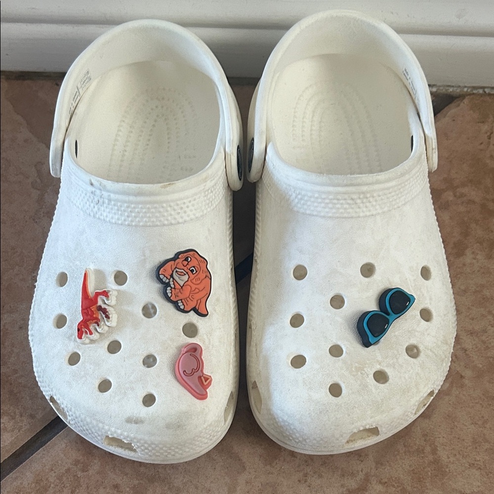 CROCS Kids White Water Shoes with Fun Charms